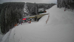 Modrá sjezdovka - dojezd k lanové dráze