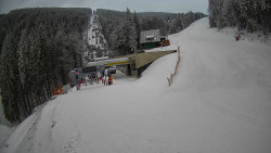 Modrá sjezdovka - dojezd k lanové dráze