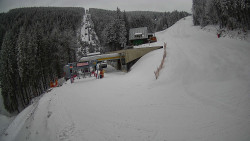 Modrá sjezdovka - dojezd k lanové dráze