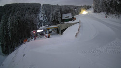 Modrá sjezdovka - dojezd k lanové dráze