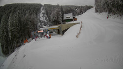 Modrá sjezdovka - dojezd k lanové dráze