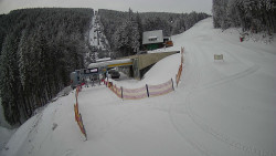 Modrá sjezdovka - dojezd k lanové dráze