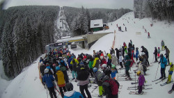 Modrá sjezdovka - dojezd k lanové dráze