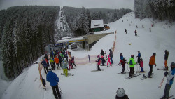 Modrá sjezdovka - dojezd k lanové dráze