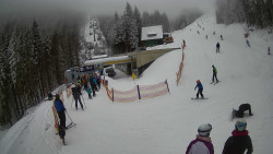 Modrá sjezdovka - dojezd k lanové dráze