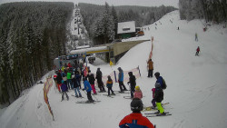 Modrá sjezdovka - dojezd k lanové dráze