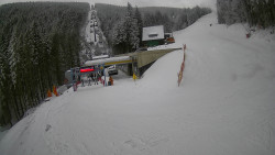 Modrá sjezdovka - dojezd k lanové dráze