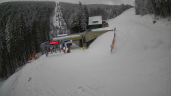 Modrá sjezdovka - dojezd k lanové dráze