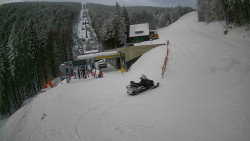 Modrá sjezdovka - dojezd k lanové dráze