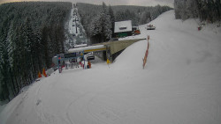 Modrá sjezdovka - dojezd k lanové dráze