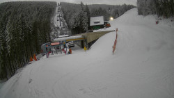 Modrá sjezdovka - dojezd k lanové dráze