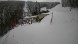 Modrá sjezdovka - dojezd k lanové dráze