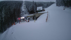 Modrá sjezdovka - dojezd k lanové dráze