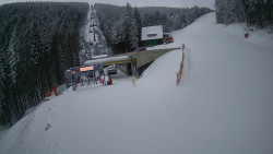 Modrá sjezdovka - dojezd k lanové dráze