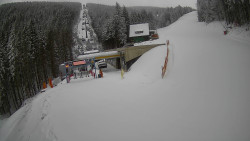 Modrá sjezdovka - dojezd k lanové dráze