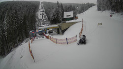 Modrá sjezdovka - dojezd k lanové dráze