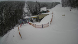 Modrá sjezdovka - dojezd k lanové dráze