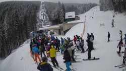 Modrá sjezdovka - dojezd k lanové dráze