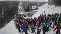 Modrá sjezdovka - dojezd k lanové dráze