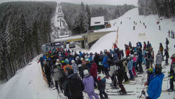 Modrá sjezdovka - dojezd k lanové dráze