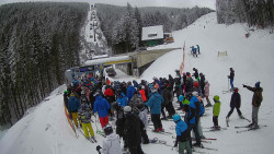 Modrá sjezdovka - dojezd k lanové dráze