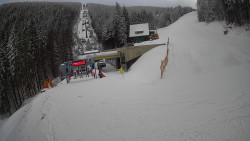 Modrá sjezdovka - dojezd k lanové dráze