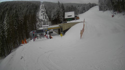 Modrá sjezdovka - dojezd k lanové dráze