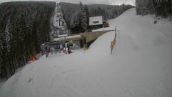 Modrá sjezdovka - dojezd k lanové dráze