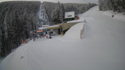 Modrá sjezdovka - dojezd k lanové dráze