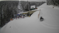 Modrá sjezdovka - dojezd k lanové dráze