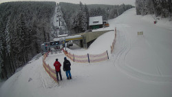 Modrá sjezdovka - dojezd k lanové dráze