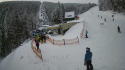 Modrá sjezdovka - dojezd k lanové dráze