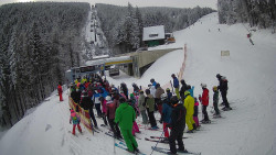 Modrá sjezdovka - dojezd k lanové dráze