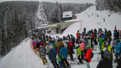 Modrá sjezdovka - dojezd k lanové dráze