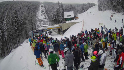 Modrá sjezdovka - dojezd k lanové dráze