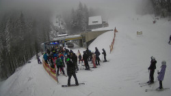 Modrá sjezdovka - dojezd k lanové dráze