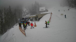 Modrá sjezdovka - dojezd k lanové dráze