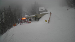 Modrá sjezdovka - dojezd k lanové dráze