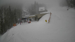 Modrá sjezdovka - dojezd k lanové dráze