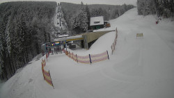 Modrá sjezdovka - dojezd k lanové dráze