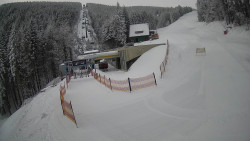 Modrá sjezdovka - dojezd k lanové dráze