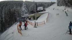 Modrá sjezdovka - dojezd k lanové dráze