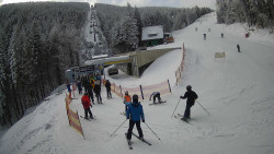 Modrá sjezdovka - dojezd k lanové dráze