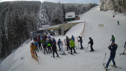 Modrá sjezdovka - dojezd k lanové dráze