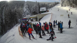 Modrá sjezdovka - dojezd k lanové dráze