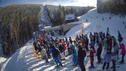 Modrá sjezdovka - dojezd k lanové dráze