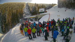 Modrá sjezdovka - dojezd k lanové dráze