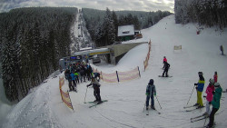 Modrá sjezdovka - dojezd k lanové dráze