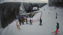 Modrá sjezdovka - dojezd k lanové dráze