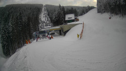 Modrá sjezdovka - dojezd k lanové dráze